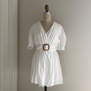 Moodie White Belted Dress NWT